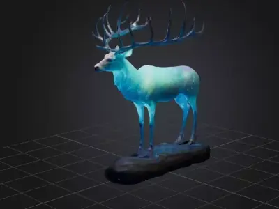Set of  bio luminescent fantasy forest giant deer  3D model