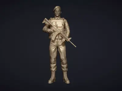 Commando Soldier Statue 3D Model for 3D Printing Ready STL OBJ  3D print model