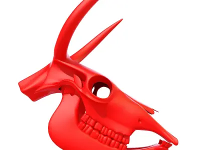 Printable Cow Skull with Horns 3D model