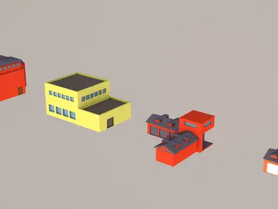 administrative buildings Low-poly 3D model