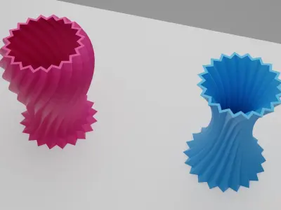Zigzag wavy Vases 3D print model