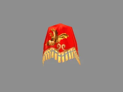 Cartoon chinese bride with red hijab - veil - silk scarf Low-poly 3D model