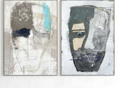 Plaster Two Photo Frame 298 Low-poly 3D model