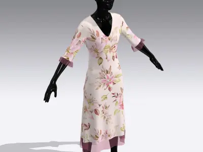 Female Cloth Dress Low-poly 3D model