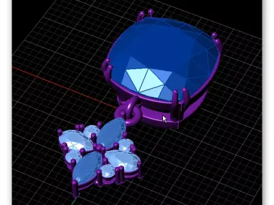 cushion diamond fancy and pear emerald jewelry pendant 3D print model