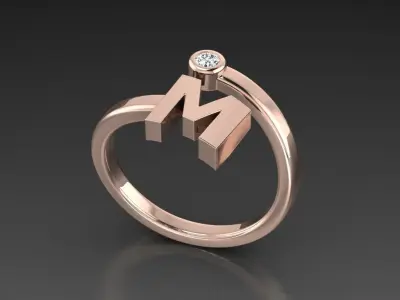 Jewelry Alphabet Ring M 3D print model