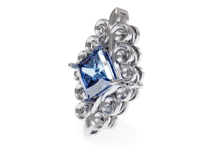 Faux Antique Scroll Gemstone Slide Pendant 3d Model Stl File 3D print model