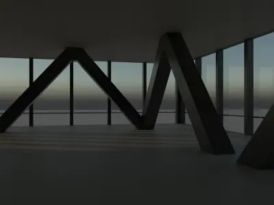 Skyscraper building with lights 3D model