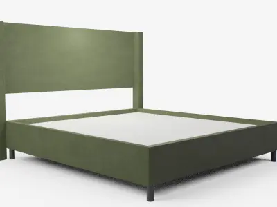 Modern Wingback Bed 3D model