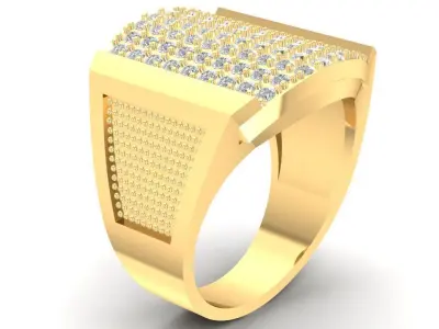 Luxury Square Diamond Ring for Men 2894 3D print model