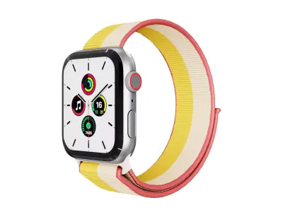 Apple Watch SE - Silver Aluminium Case with Maize Sport Loop Low-poly 3D model