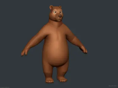 Stylized Cartoon Bear - Biped 3D model