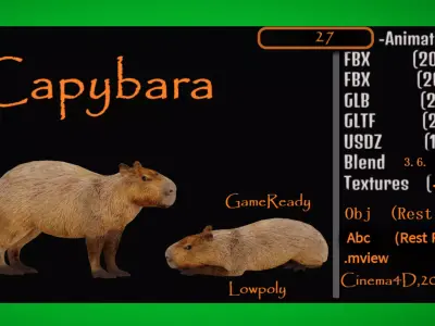 Capybara Low-poly 3D model