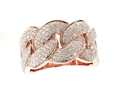 Cuban link half band ring 3D print model