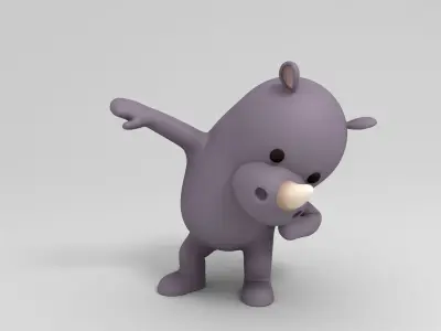 Rigged Cartoon Rhinoceros 3D model
