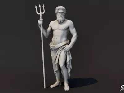 Poseidon Statue Low-poly 3D model