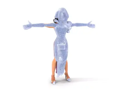 Elegant Purple Evening Dress Character Model Pack Low-poly 3D model