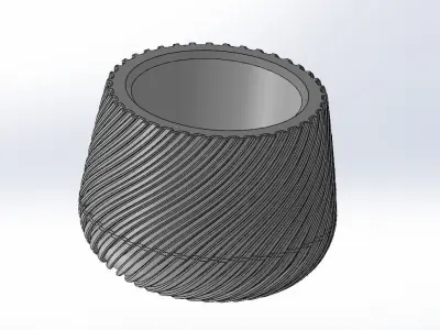 Curved thread shape vase 3D print model