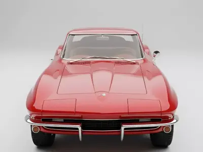 Pristine Red 1960s Chevrolet Corvette Stingray Coupe Low-poly 3D model