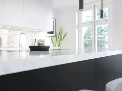 White Kitchen Interior Scene 3D model