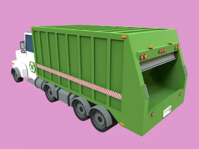 Lowpoly Garbage Truck Low-poly 3D model
