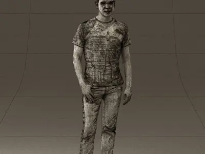 Man sport haircut finger inpocket 0801 3D model