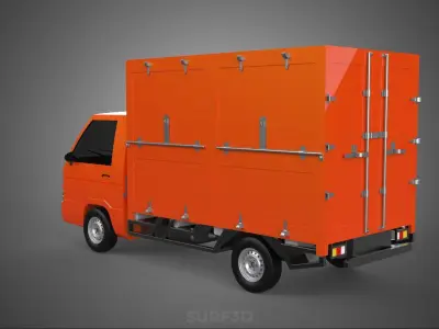 ORANGE PACKAGE MAIL POST SERVICE DELIVERY PARCEL BOX TRUCK VAN 3D model