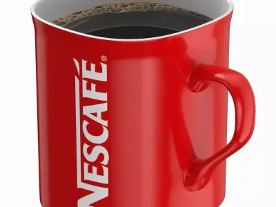 Nescafe Coffee Cup Red With Coffee 3D model