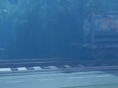 Volumetric blurry train stoppage landscape scene  3D model