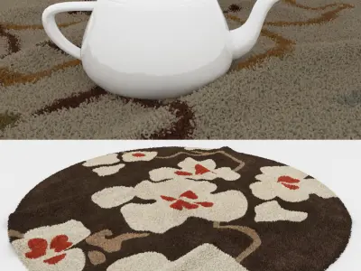 Round Rug Set 214 3D model