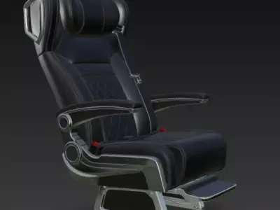 Luxury Car Seat Black Leather Reclining Chair 3D model