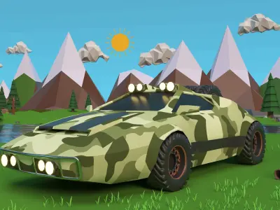 Racing Car Low-poly 3D model