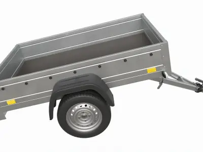 Single axle car trailer 3D model