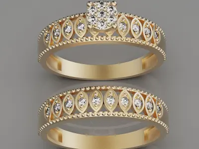 Lux ring silver gold sterling printable jewelry 3D model 3D print model 2