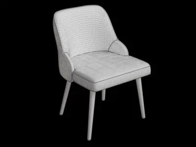 Upholstered Dusty Rose Velvet Dining Chair 3D model