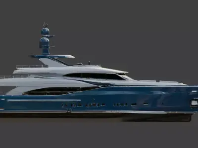 Luxury Ocean Blue Sport Yacht 3D Model 3D model