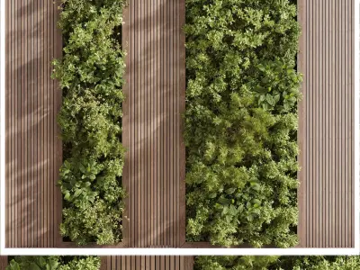 Vertical Wall Garden With Wooden frame - set of indoor plant 57 Low-poly 3D model