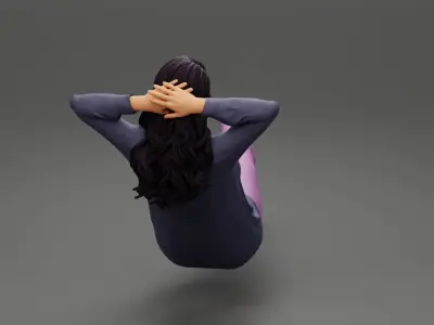 Sexy girl sitting on a chair with her legs on the table 3D print model