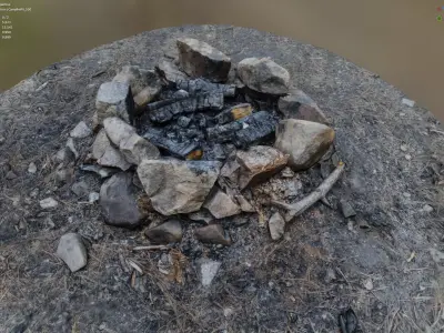 Campfire Pit - 8K Textures - 7 Mesh Resolutions  3D model