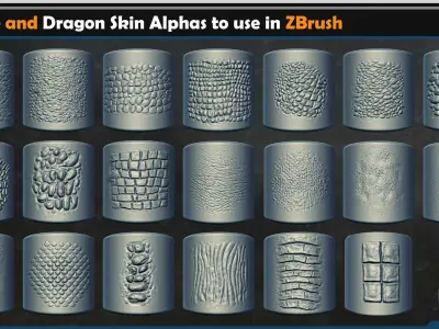 40 Reptile and Dragon Skin Brushes  Vol 01 3D model
