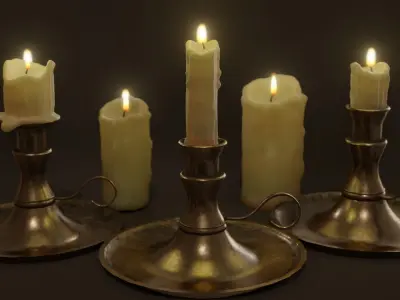 3D Candles Pack ready pbr Low-poly 3D model