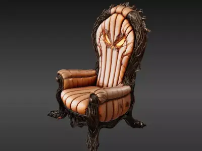 Pumpkin Throne Chair 3D Model Halloween Decor Armchair  3D model