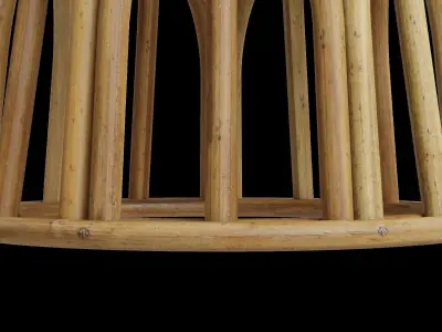 Short Round Rattan Plant Stand 3D model