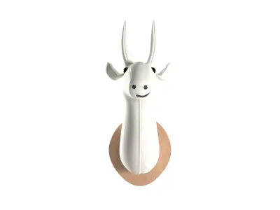 Faux Taxidermy White Animal Head Trophy Wall Mounted Low Poly Low-poly 3D model