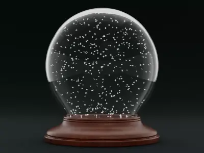 Snow Globe with Falling Snowflakes - Animated Low-poly 3D model