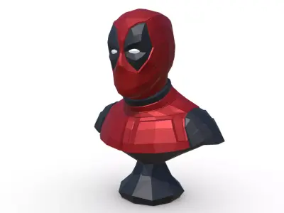 Deadpool low poly bust 3D print model