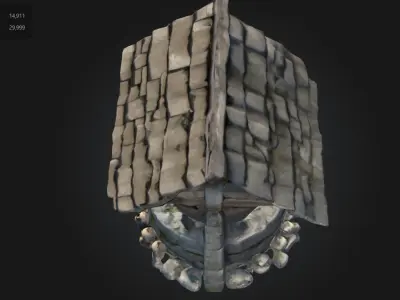 Cursed Stone Well  Stylized Fantasy Prop Low-poly 3D model