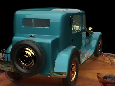 Chinese gold ingot with antique car 3D model