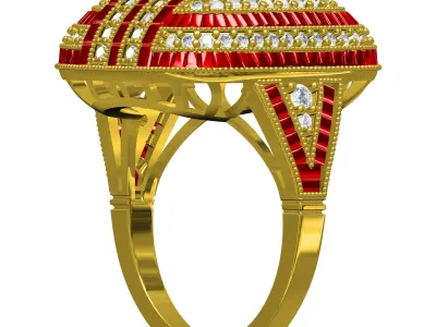 Unique Vintage Style Art Deco Ring 3D print model