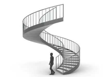 Spiral Staircase with Railing Architectural Detail 3D model